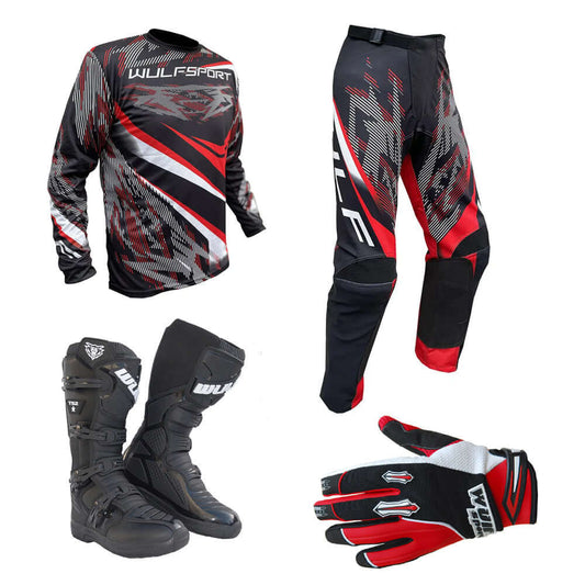 Adult MX Wulfsport 2026 WARHAMMER Motocross Shirt Pant Glove Boots Red Set #6