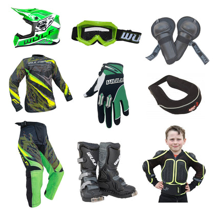Kids MX Wulfsport 2026 WARHAMMER Motocross Ultra Complete Set Green #7