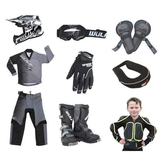 Kids MX Wulfsport 2025 CONNECT Motocross Ultra Complete Set Black #7