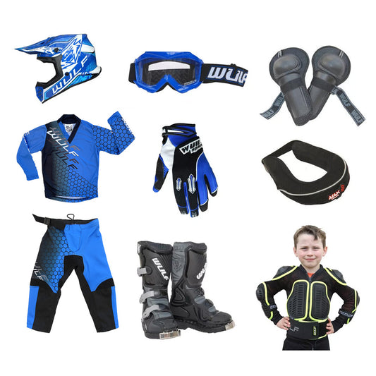 Kids MX Wulfsport 2025 CONNECT Motocross Ultra Complete Set Blue #7