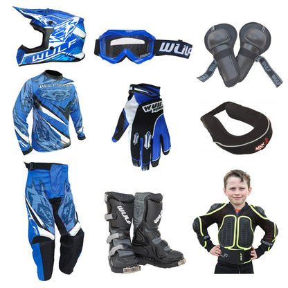 Kids MX Wulfsport 2026 WARHAMMER Motocross Ultra Complete Set Blue #7
