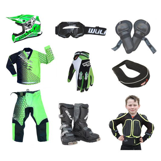 Kids MX Wulfsport 2025 CONNECT Motocross Ultra Complete Set Green #7