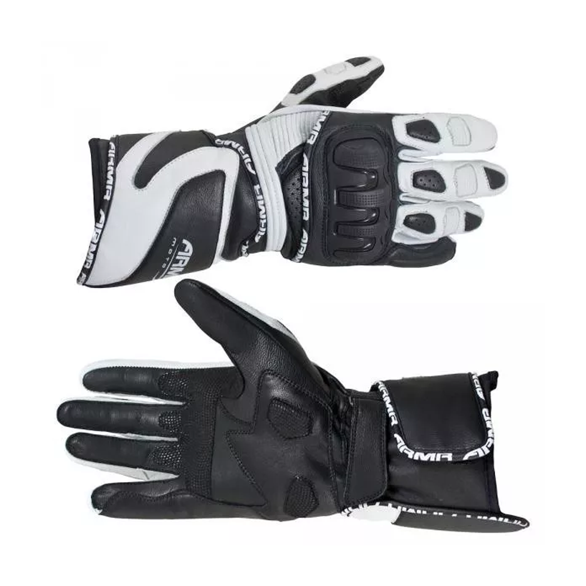 Armr Moto S550 Leather Lightweight Summer Motorcycle Sport Glove Black / White