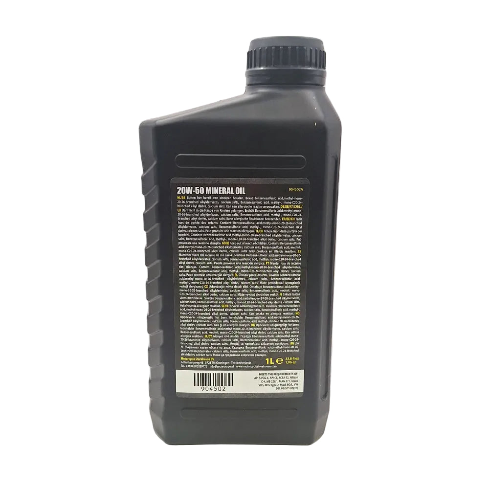 20W-50 Mineral Motor Oil. 1 Liter Bottle. For V-Twin Motorcycles BC13824