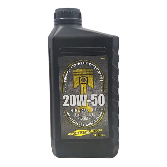 20W-50 Mineral Motor Oil. 1 Liter Bottle. For V-Twin Motorcycles BC13824