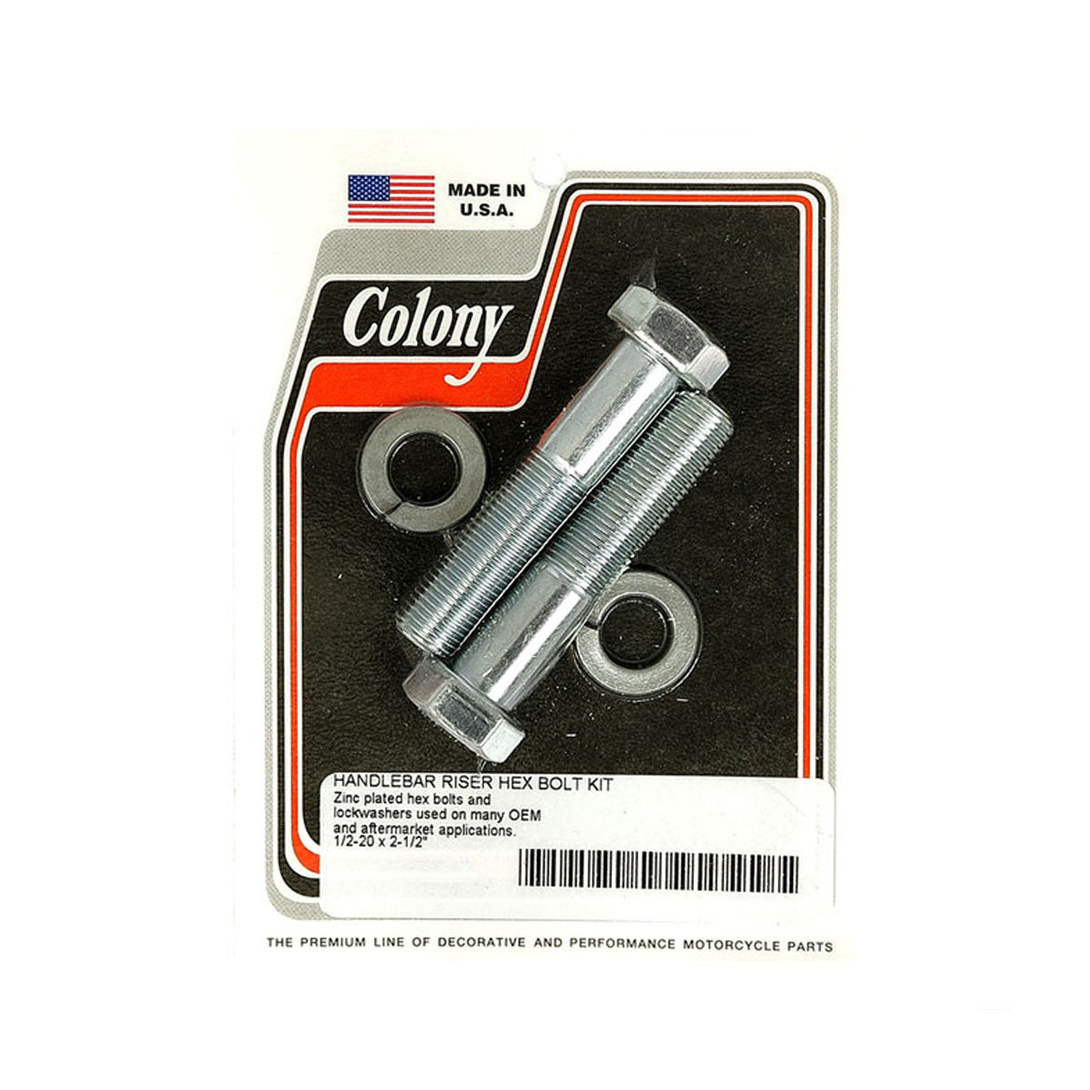 Colony Motorcycle Handlebar Riser Bolt Set Hex Zinc 1/2-20 X 2 1/2" BC17671