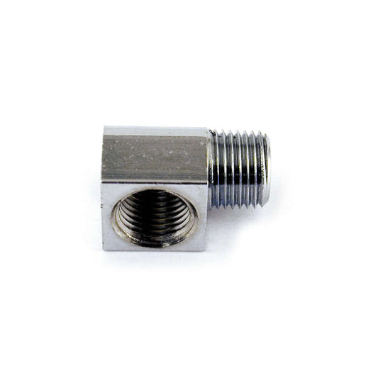 Harley Davidson Oil Fitting Adapter, 90 Degree. Chrome. 68-98 BT; 70-79 XR750 BC25344