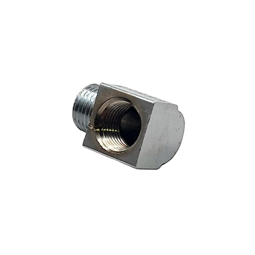 Harley Davidson Oil Fitting Adapter, 90 Degree. Chrome. 68-98 BT; 70-79 XR750 BC25344