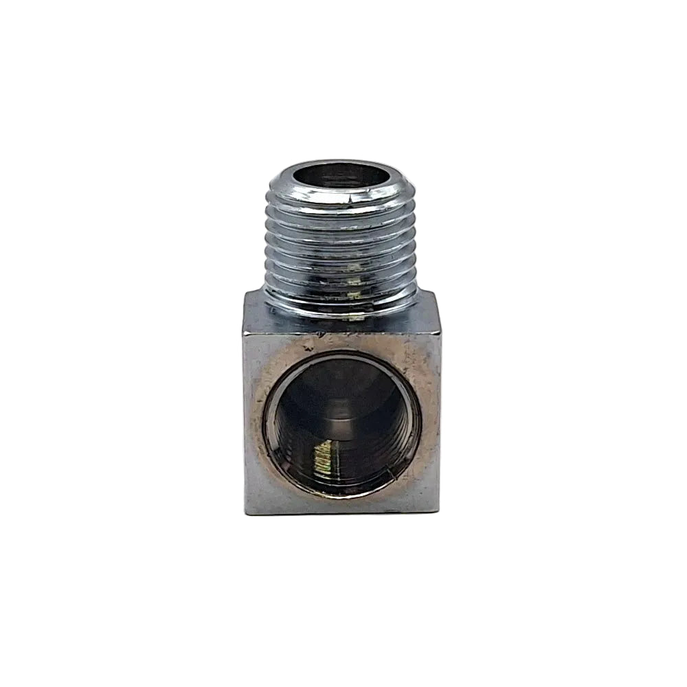 Harley Davidson Oil Fitting Adapter, 90 Degree. Chrome. 68-98 BT; 70-79 XR750 BC25344