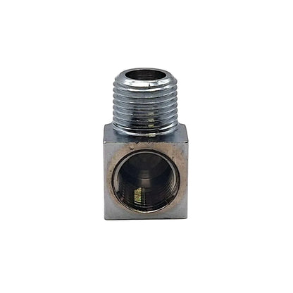 Harley Davidson Oil Fitting Adapter, 90 Degree. Chrome. 68-98 BT; 70-79 XR750 BC25344