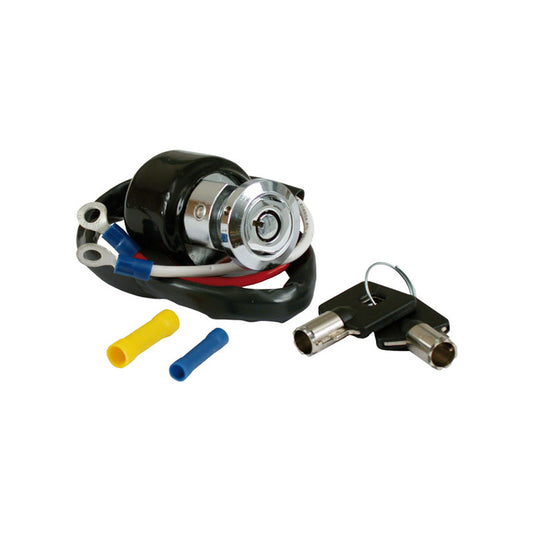 Harley Davidson Ignition Switch, Round Key, 2-Wire. Chrome Dyna 91-93 BC31539