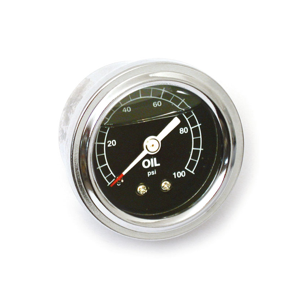 Harley Davidson / Custom Oil Pressure Gauge 100 PSI Black Face BC42042