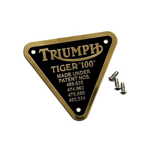 Brass Timing Cover Patent Plate Triumph Tiger 100 Models BC43686
