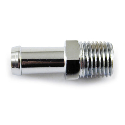 Harley Davidson Oil Line Fitting, Straight. 1/4" NPT to 3/8" Hose. Chrome. 99-01 TC BC43956