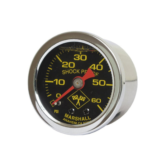 Marshall Harley Davidson Oil Pressure Gauge, 0-60 PSI. Stainless Housing BC43980