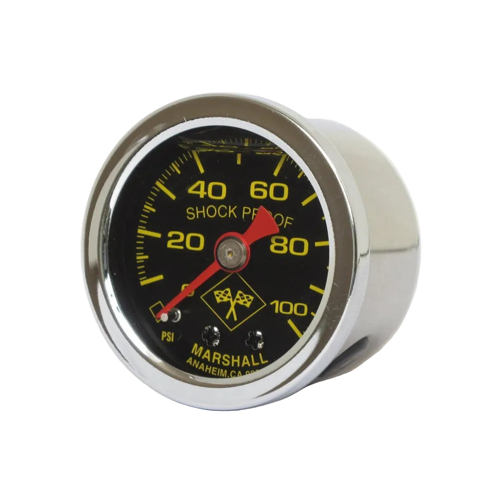 Marshall Harley Davidson Oil Pressure Gauge, 0-100 PSI. Stainless Housing BC43981