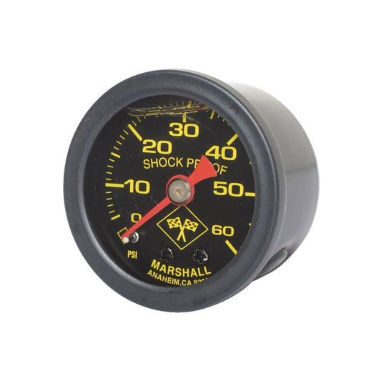 Marshall Harley Davidson Oil Pressure Gauge, 0-60 PSI. Black Housing BC43982
