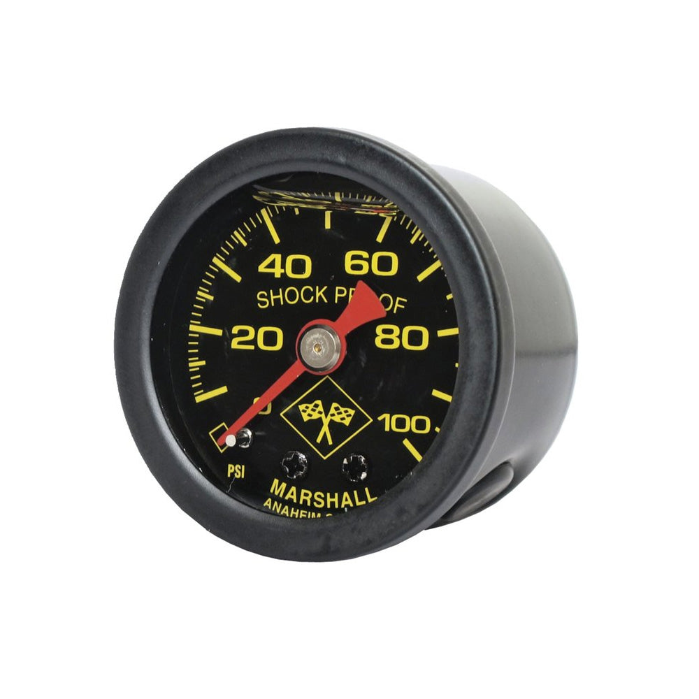 Marshall Harley Davidson Oil Pressure Gauge, 0-100 PSI. Black Housing BC43983