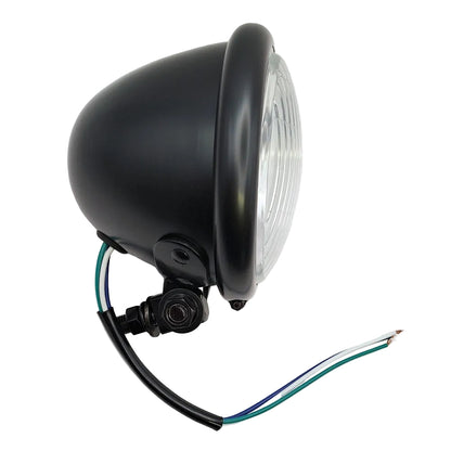 Replica Bates Style Satin Black Headlamp Assembly 4-1/2" . 12V 35/35W BC44015