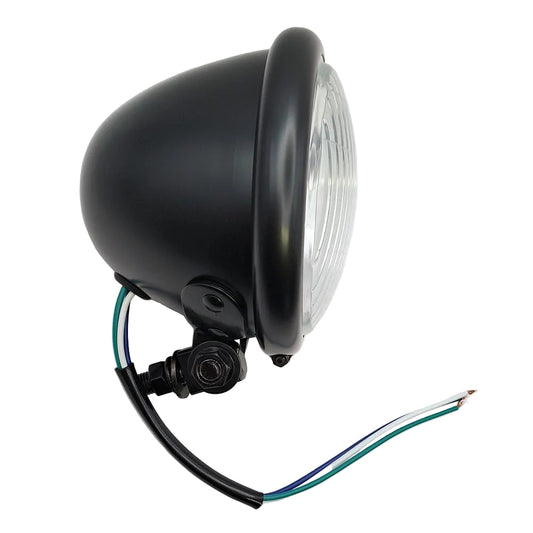 Replica Bates Style Satin Black Headlamp Assembly 4-1/2" . 12V 35/35W BC44015