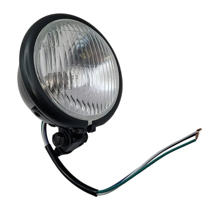 Replica Bates Style Satin Black Headlamp Assembly 4-1/2" . 12V 35/35W BC44015