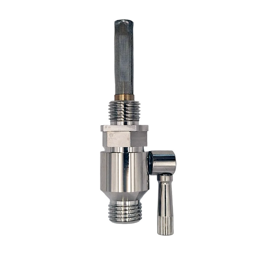 Wassell 1/4'' x 1/4'' Nickel Plated Round Lever Type Fuel Tap, with Filter. BC44453