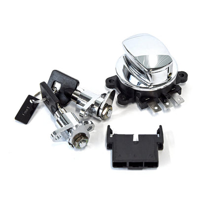 Harley Davidson Ignition Switch & Saddlebag Lock Kit. Chrome. 98-13 FLHR Road King BC44500