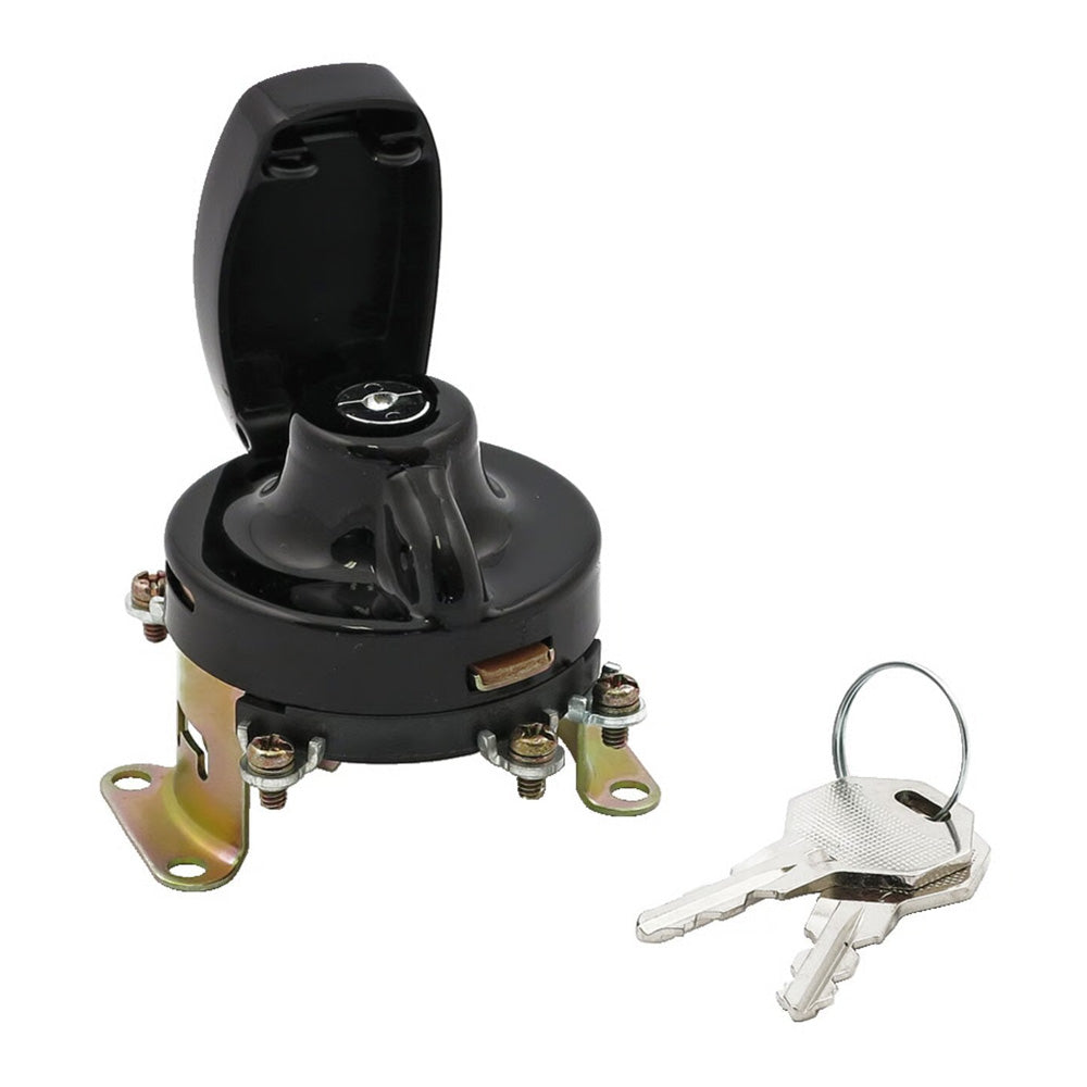 Harley Davidson Ignition Switch. 5-Pole, Flat Key. Black. 36-72 FL (NU) BC44512