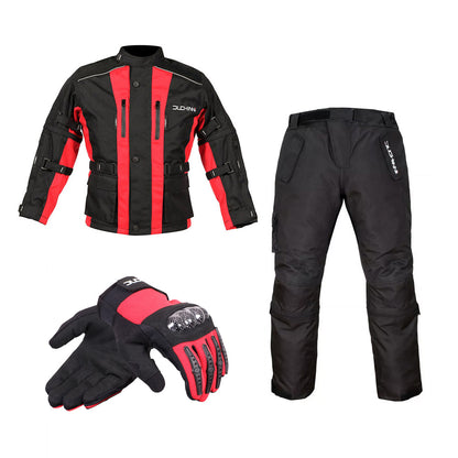 Duchinni Kids Textile Motorcycle Jacket, Trouser & Gloves Bundle Kit Red / Black #2