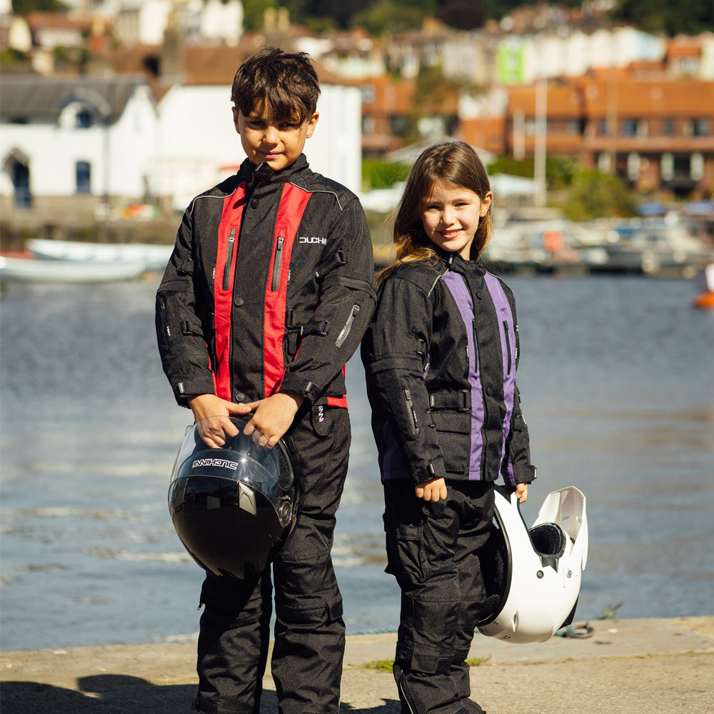 Duchinni Kids Youth Jago Textile Motorcycle Jacket with CE Armour - Purple