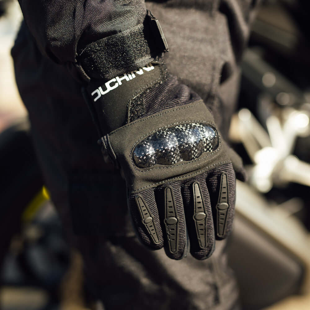 Duchinni Kids Youth Motorcycle MX Jago Textile & Synthetic Leather Gloves Black