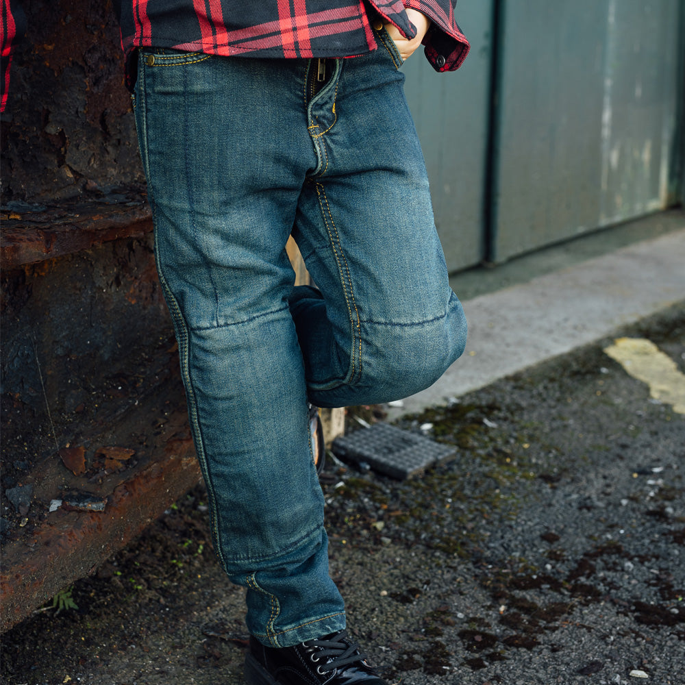 Duchinni Kids Youth Tundra Blue Motorcycle Jeans Trousers