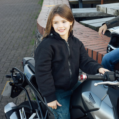 Duchinni Kids Youth Stealth Black Motorcycle Hoodie Jacket