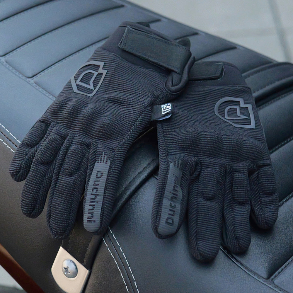 Duchinni Kids Youth Motorcycle Textile Grid Gloves - Black