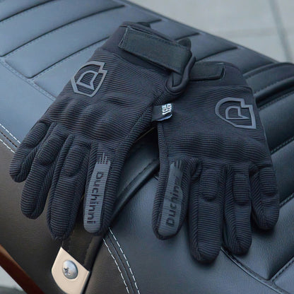 Duchinni Kids Youth Motorcycle Textile Grid Gloves - Black