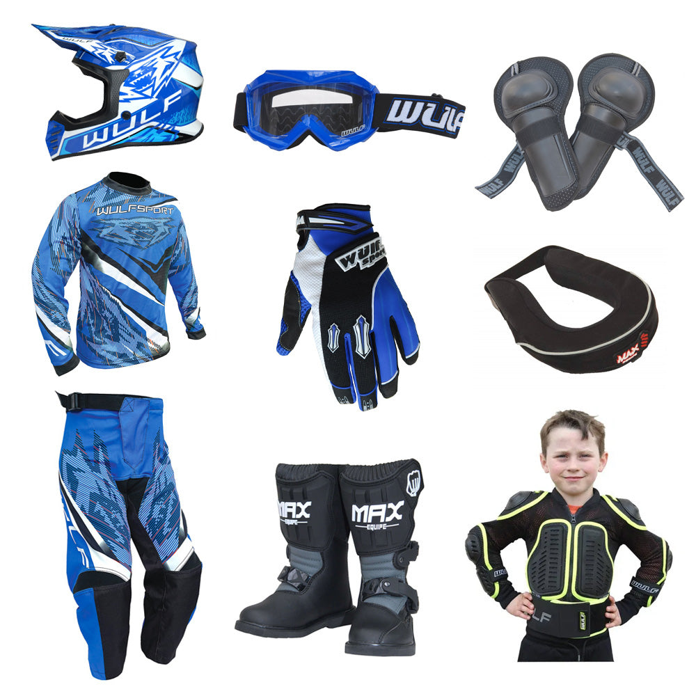 Kids MX Wulfsport 2026 WARHAMMER Motocross Ultra Complete Set Blue #M7