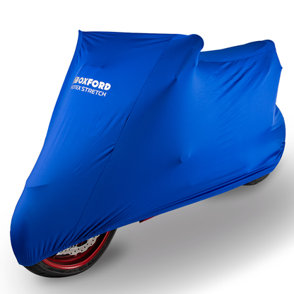 Oxford Protex Stretch Indoor Premium Stretch-Fit Motorcycle Cover Blue