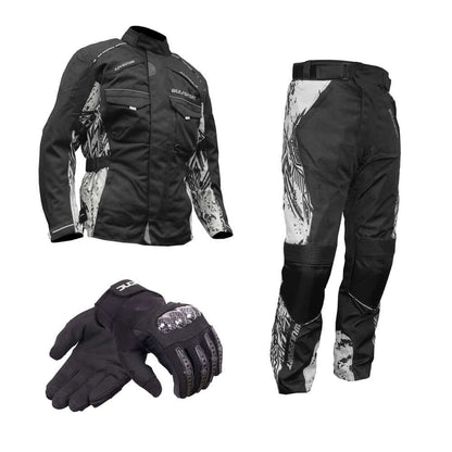 Wulfsport & Duchinni Kids Textile Motorcycle Jacket, Trouser & Glove Black Bundle #2