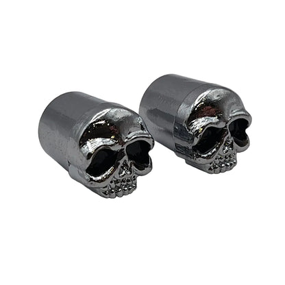 Zodiac Pair Of Motorcycle Tyre Skull Valve Stem Covers Chrome BC17027
