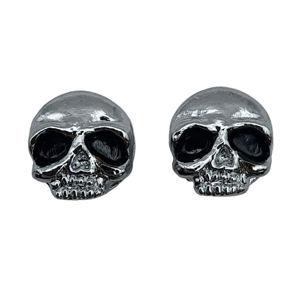 Zodiac Pair Of Motorcycle Tyre Skull Valve Stem Covers Chrome BC17027