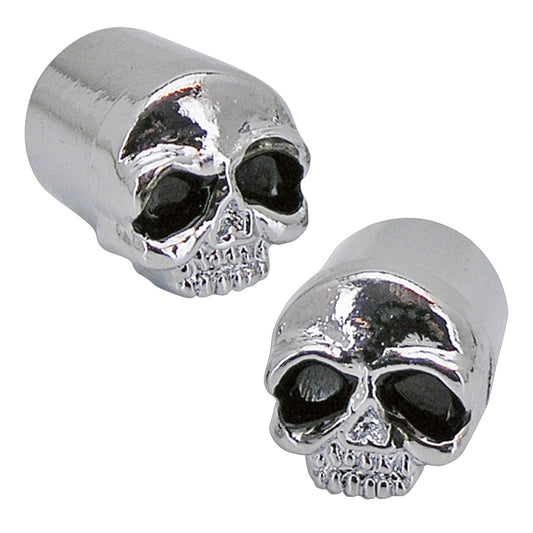 Zodiac Pair Of Motorcycle Tyre Skull Valve Stem Covers Chrome BC17027