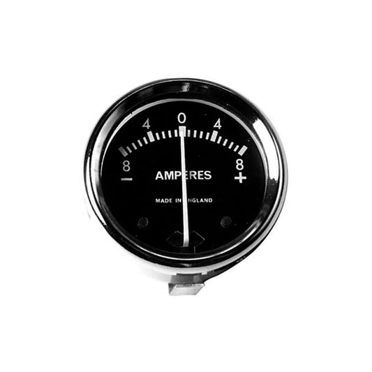 Motorcycle Ammeter Black Dial Chrome Bezel 8-0-8 1 3/4" Diameter BC22029