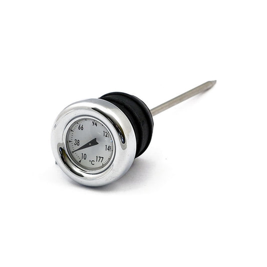 Harley Davidson Oil Tank Dipstick with Temperature Gauge. Chrome with White Face BC31432