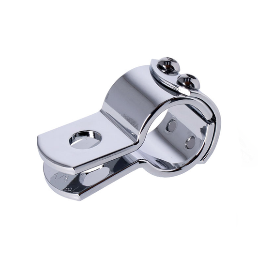 Universal Motorcycle 3-Piece Clamp 1-1/8" Chrome Steel With a 1/2" Mount Hole BC38448