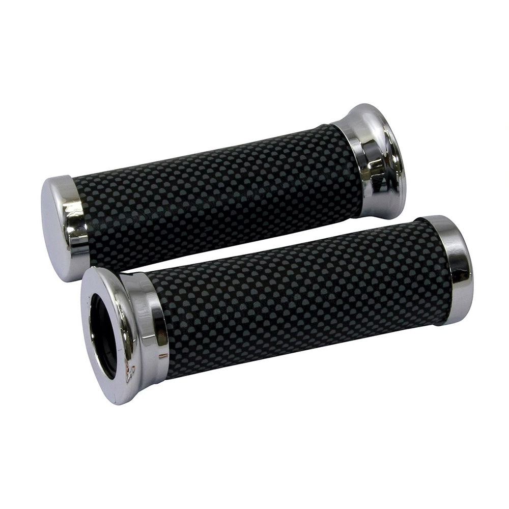 Bike It Motorcycle Grips 135mm Carbon Look 22mm Left 25mm 7/8" Right BC4146