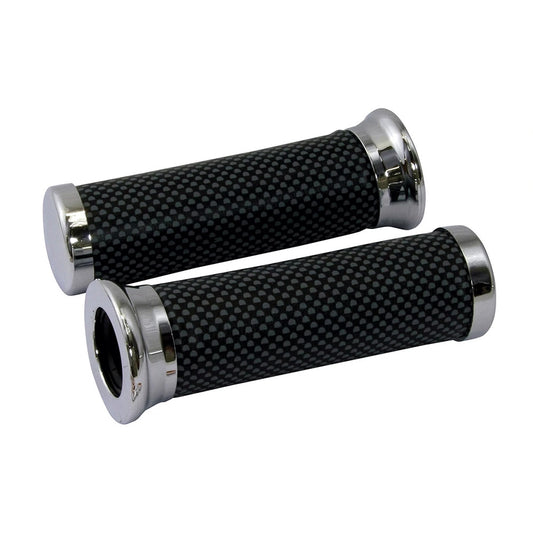 Bike It Motorcycle Grips 135mm Carbon Look 22mm Left 25mm 7/8" Right BC4146