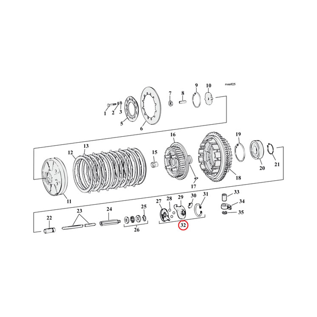 Harley Davidson Clutch Release Kit Fits 87-99 B.T., Twin Cam (NU) BC42040