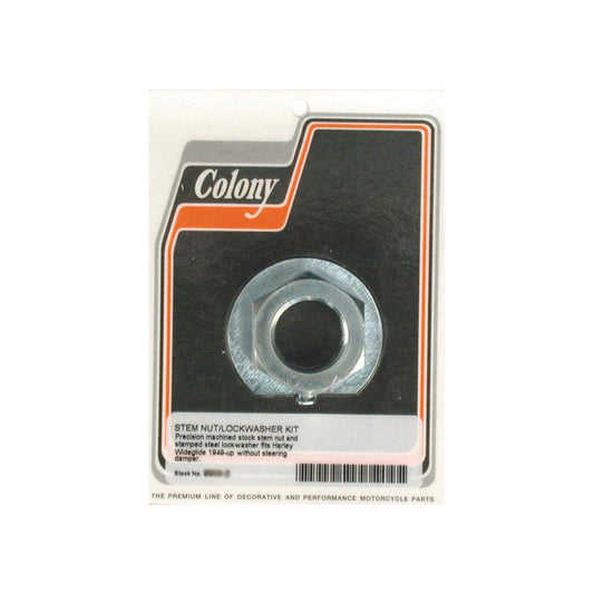 Colony, Harley Davidson Fork Stem Nut & Lock Washer Kit. Zinc BC42371