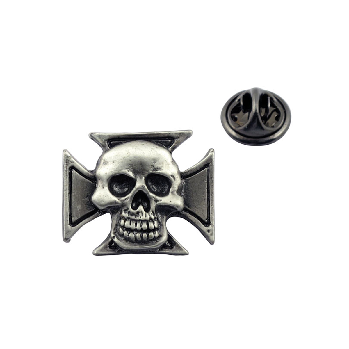 Motorcycle Maltese Skull Biker Pin Badge BC42927