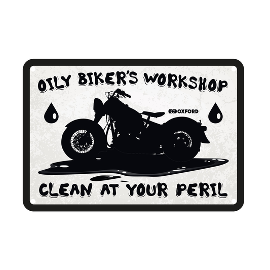 Oxford Motorcycle Novelty Garage Metal Sign: Oily Biker's Workshop OX356